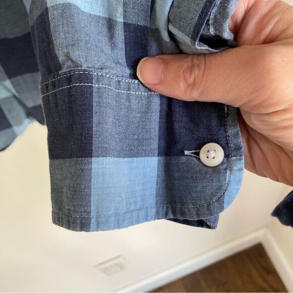 J. Crew Men’s plaid button down 100% cotton long sleeve blue shirt - large slim! - Picture 5 of 8
